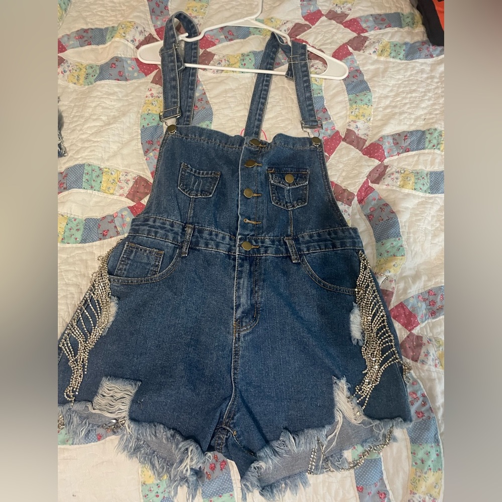 Rhinestone Whiskey Darling overalls NWT